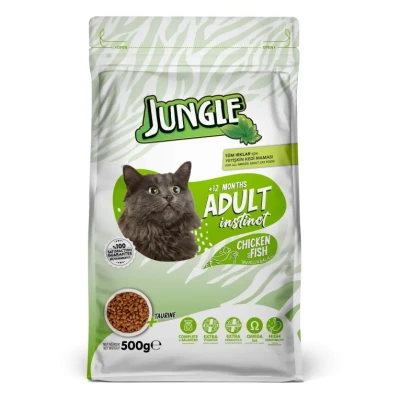 Jungle Adult Dry Cat Food Chicken &amp; Fish Flavor 500gm